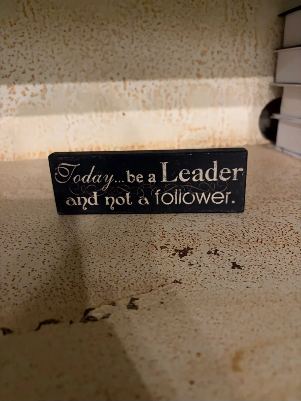 Black Inspirational 'Be a Leader' Wall Block Sign